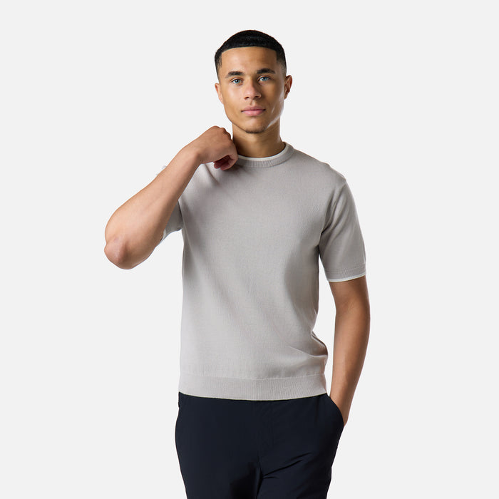 Tipped Knit T-Shirt |  Stone