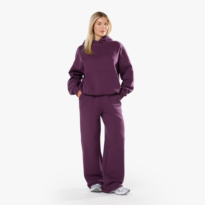 Tonal Core Logo Open Hem Tracksuit | Plum