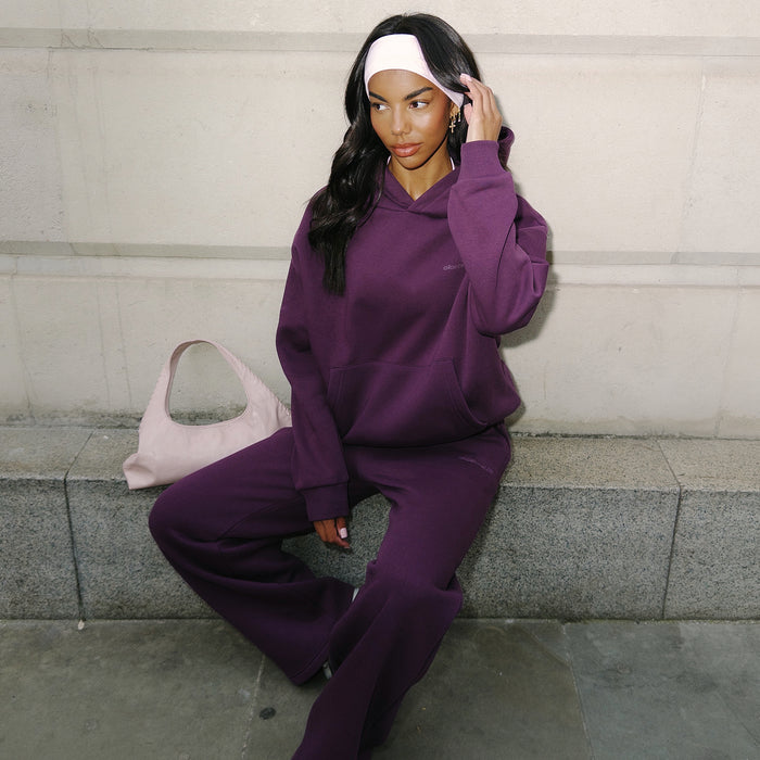 Tonal Core Logo Open Hem Tracksuit | Plum