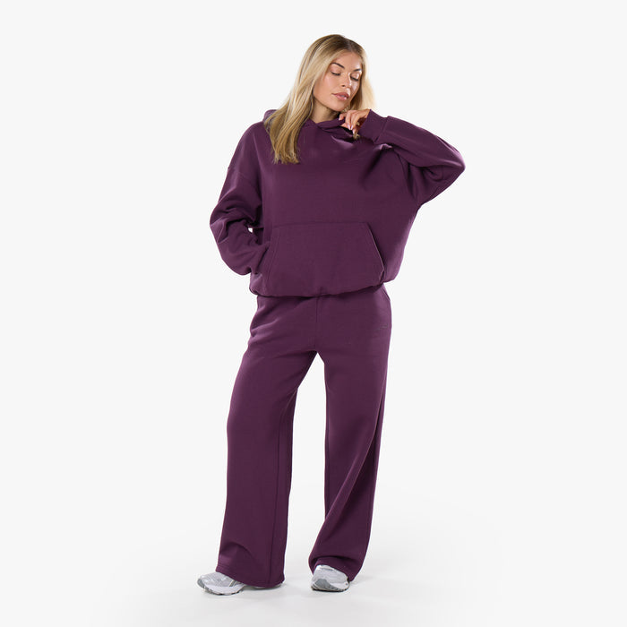 Tonal Core Logo Open Hem Tracksuit | Plum
