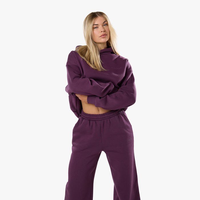 Tonal Core Logo Open Hem Tracksuit | Plum