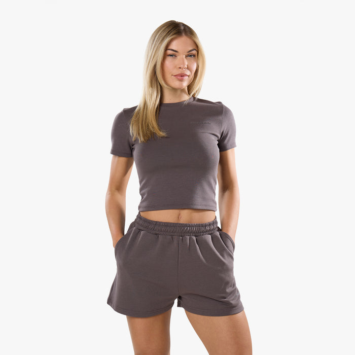 Tonal Scuba Core Logo Baby Tee | Espresso