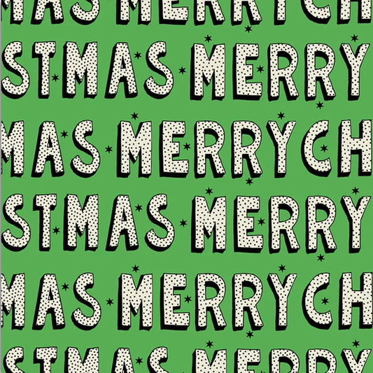 Uniqueco Printed Elf Merry Christmas Green Roll of Wrap 2m