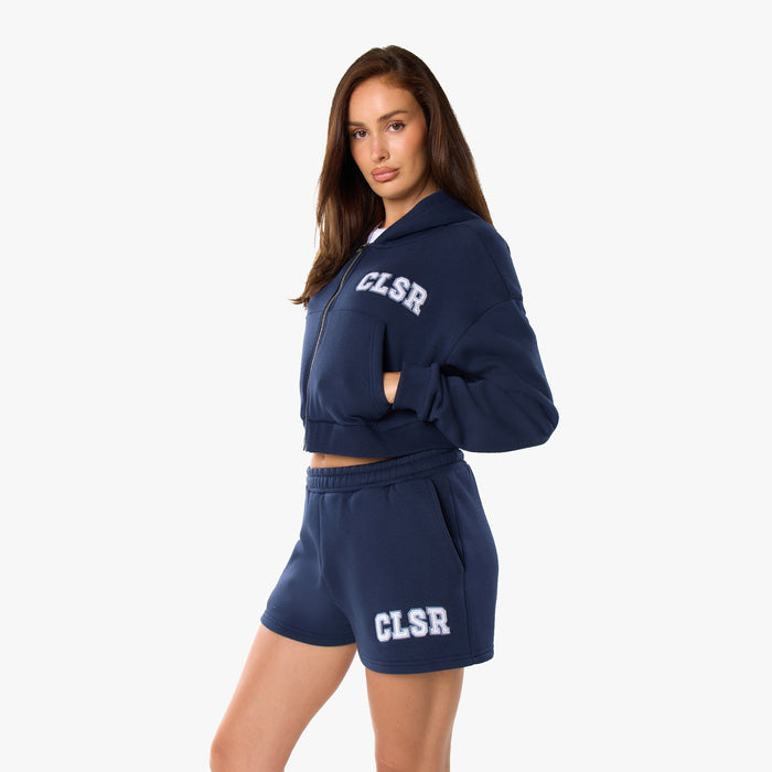 Varsity Applique Zip Through Twinset | Navy