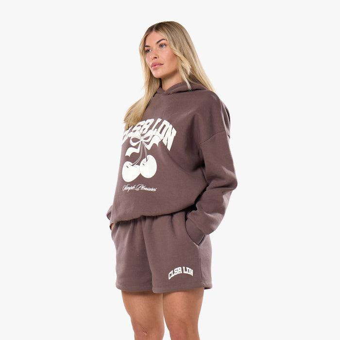 Varsity Cherry Hoodie Twinset | Mocha