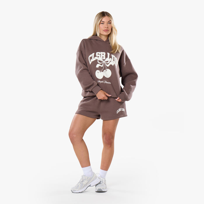 Varsity Cherry Hoodie Twinset | Mocha