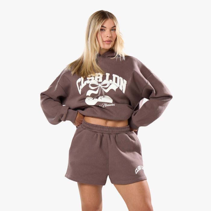 Varsity Cherry Hoodie Twinset | Mocha