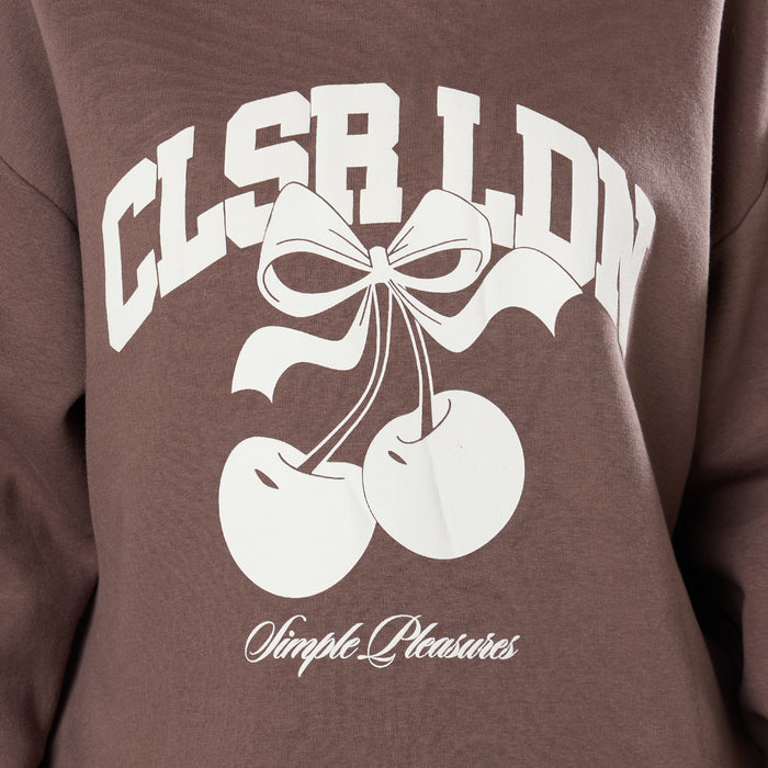 Varsity Cherry Hoodie Twinset | Mocha