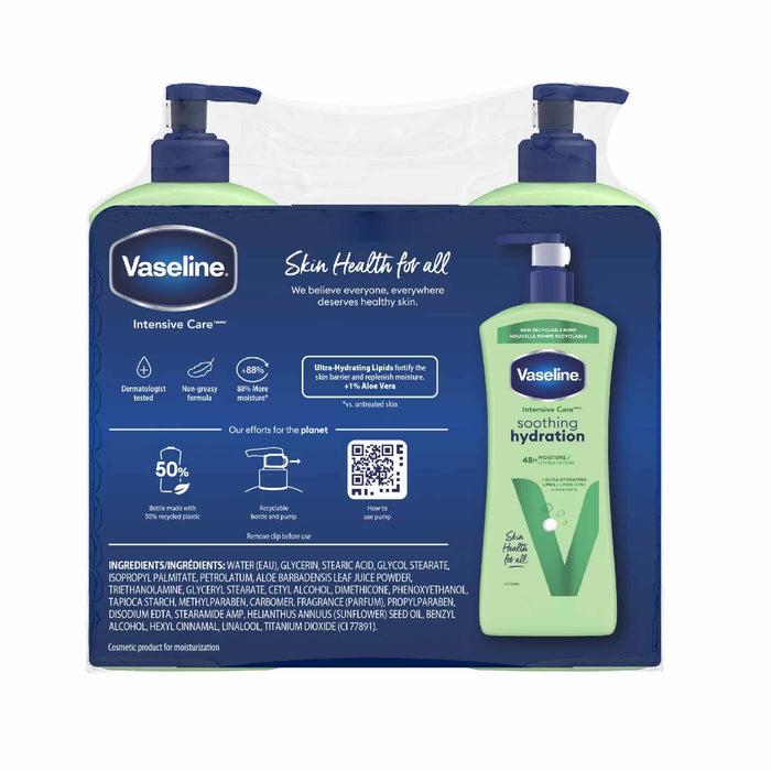 Vaseline Intensive Care Body Lotion Soothing Hydration, 2pk/20.3oz + Bonus Bottle 10oz