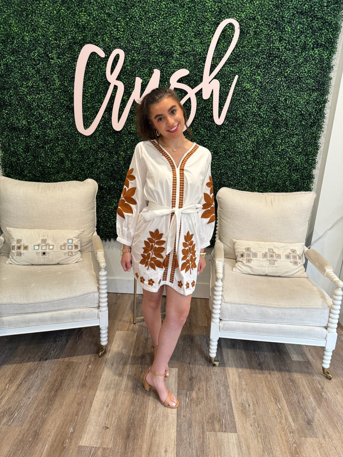 Victoria Dunn Calliope Mini Dress in Ochre