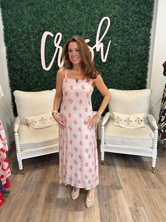 Victoria Dunn Celeste Dress in Garden Stripes