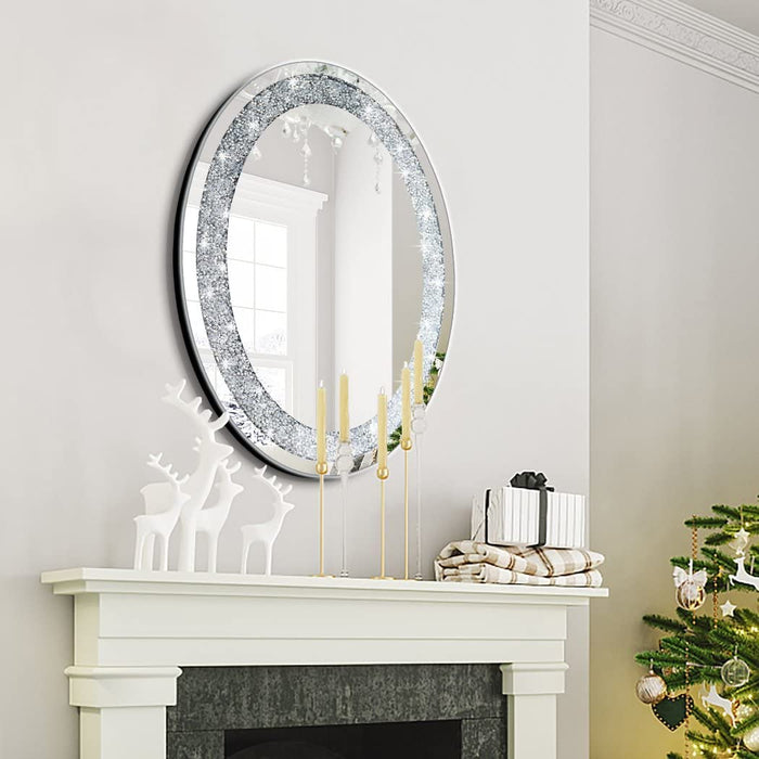 Villa Oval Crystal Crush Diamond Mirror