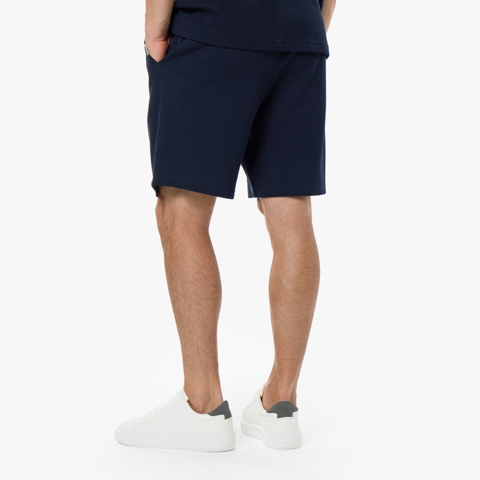 Waffle Knit Polo Twinset | Dark Navy