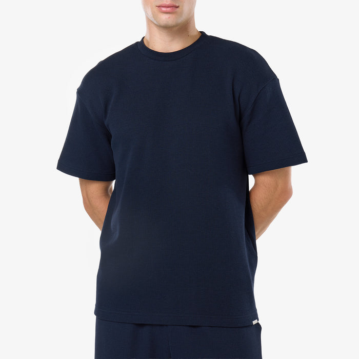 Waffle Knit T-Shirt Twinset | Dark Navy