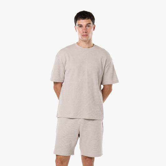 Waffle Knit T-Shirt Twinset | Stone
