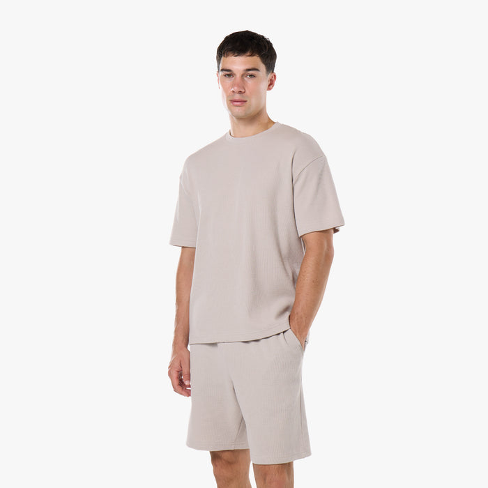 Waffle Knit T-Shirt Twinset | Stone