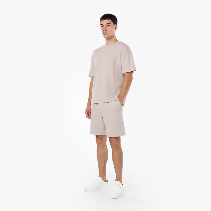 Waffle Knit T-Shirt Twinset | Stone