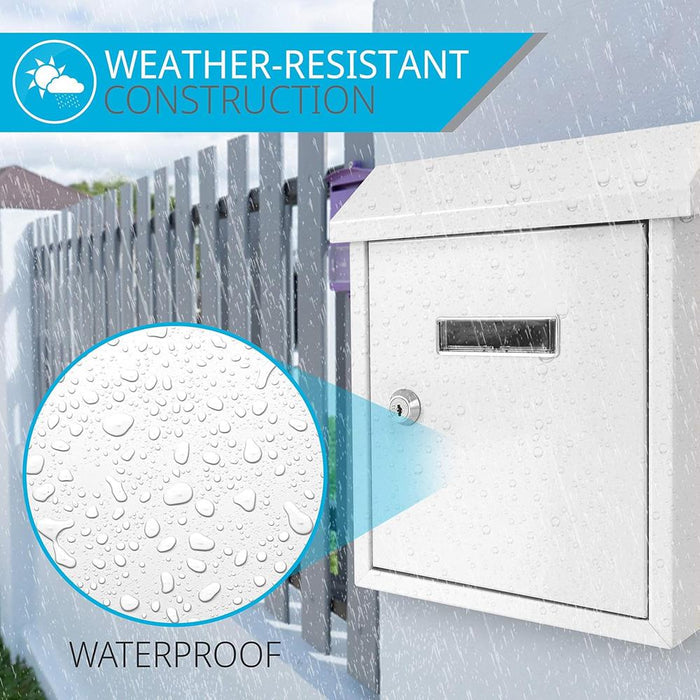 Weatherproof Wall Mount Mailbox, Secure Lock, Galvanized Steel