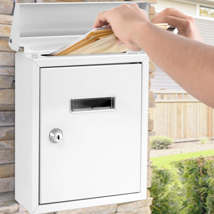 Weatherproof Wall Mount Mailbox, Secure Lock, Galvanized Steel