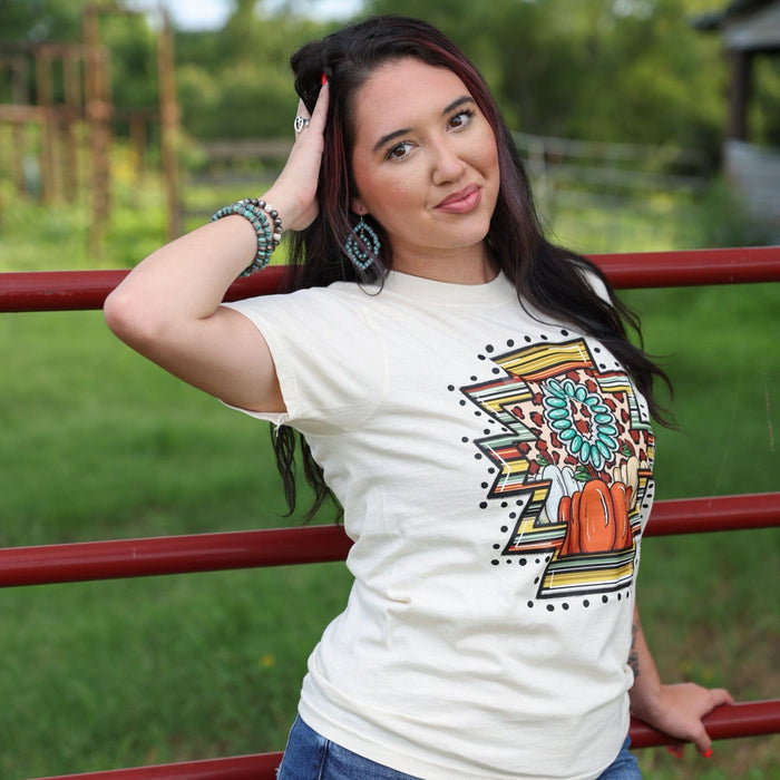 FestiviTees Women - Apparel - Shirts - T-Shirts Western Pumpkin Aztec Soft Graphic Tee Soft Graphic Tee