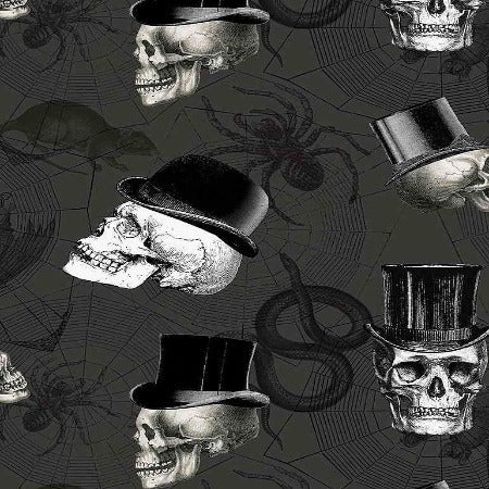 WICKED - SKULLS IN TOP HATS ( 4 YARDS)