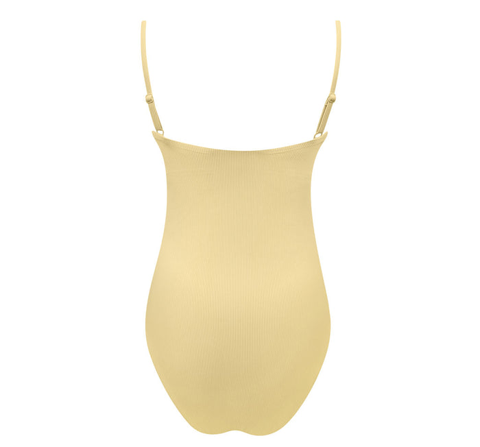 women's buttercream stripe low back one piece