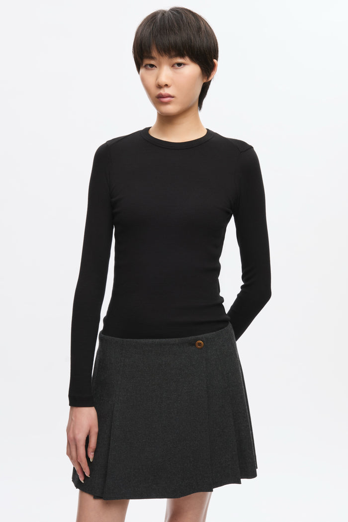 Women's Fitted Rib Longsleeve in Black