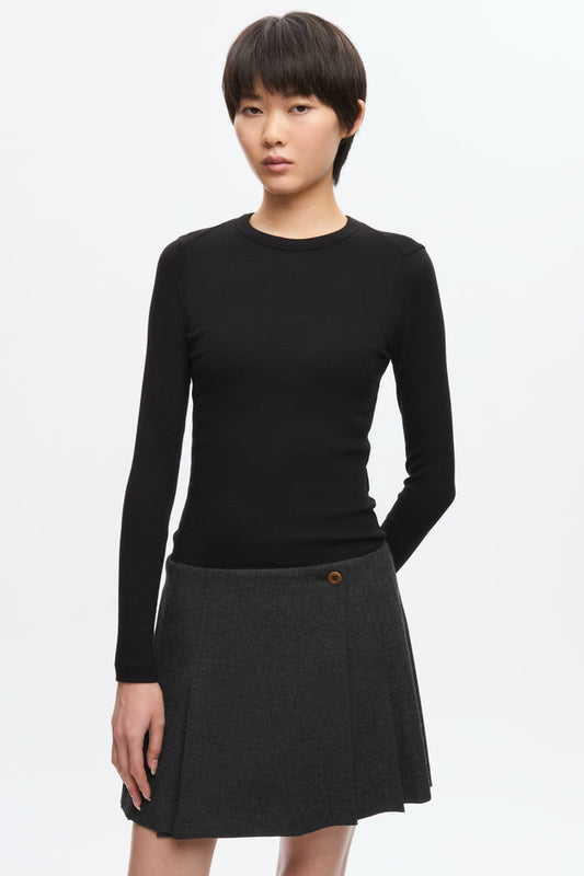 Women's Fitted Rib Longsleeve in Black