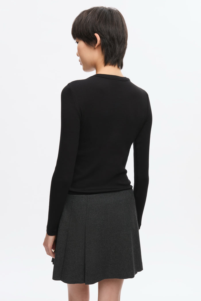 Women's Fitted Rib Longsleeve in Black