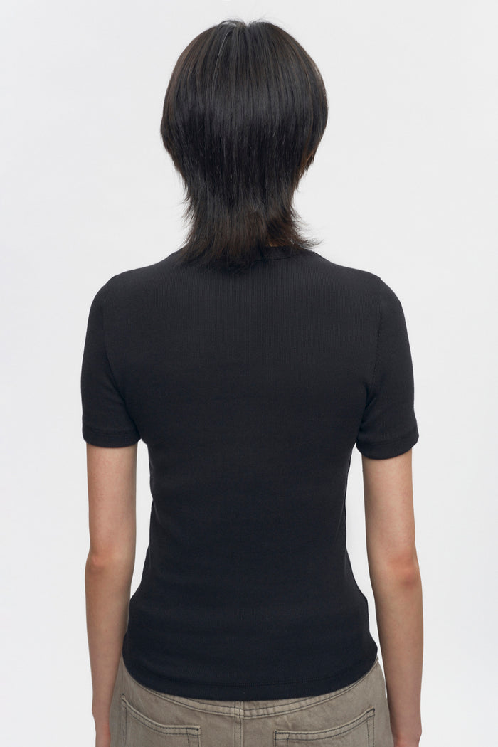 Women's Fitted Rib Tee in Black