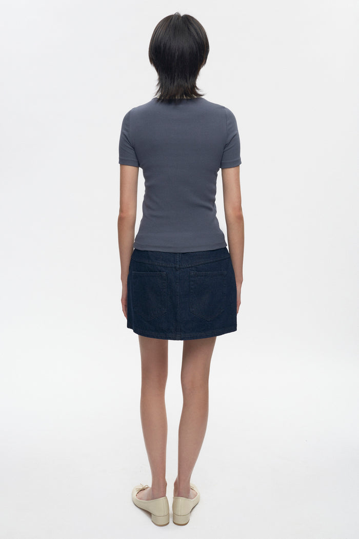 Women's Fitted Rib Tee in Dark Dusk/Marshmallow