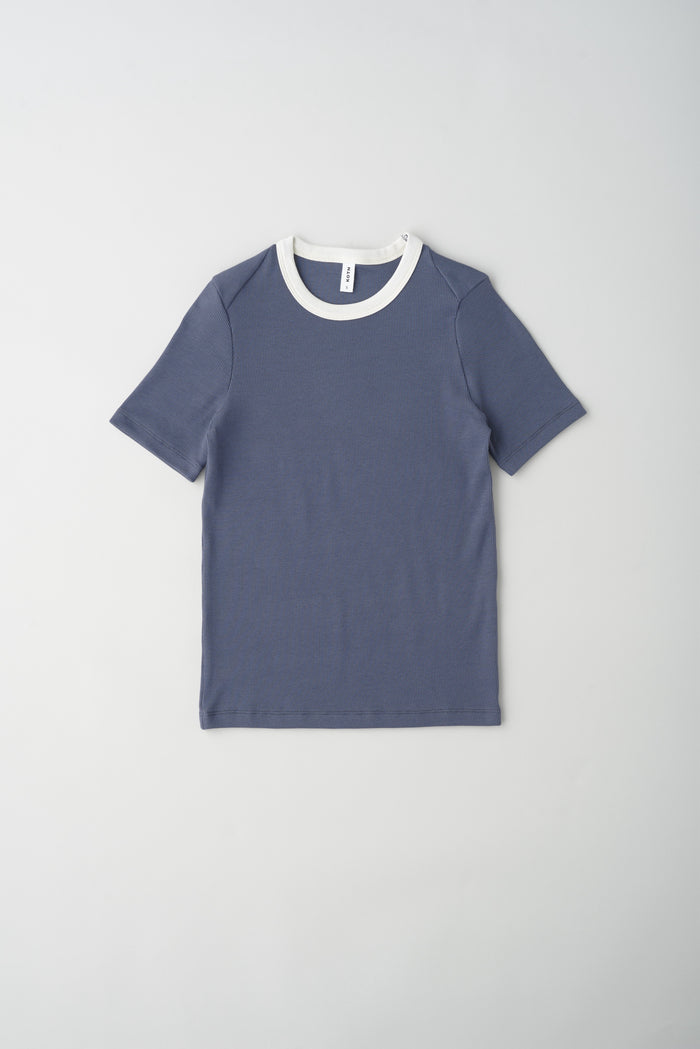 Women's Fitted Rib Tee in Dark Dusk/Marshmallow