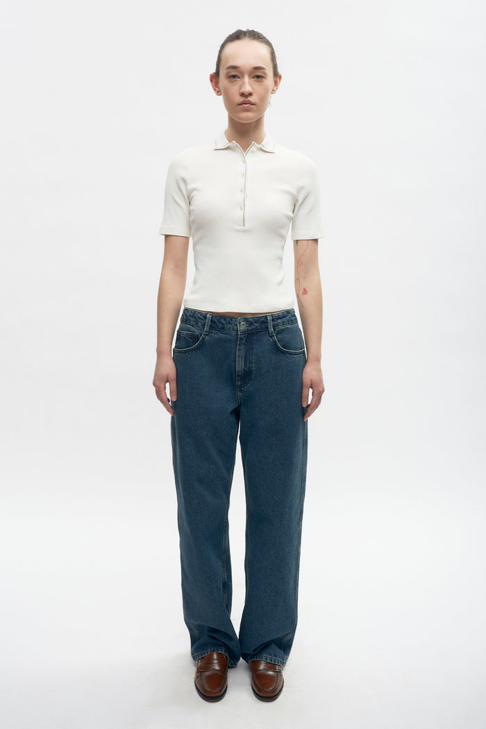 Women's Garden City Polo in Marshmallow/Lily Pad
