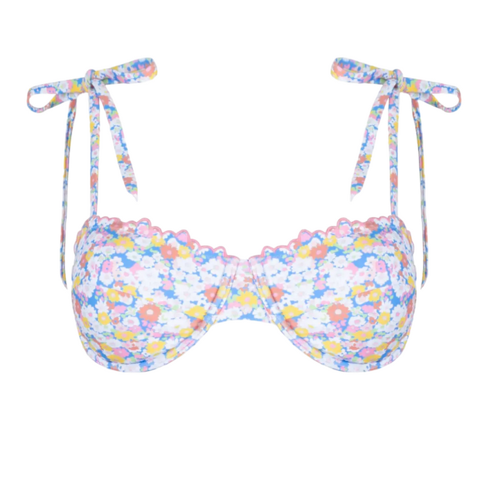 women's jasmine blossom cup bikini top with tie straps