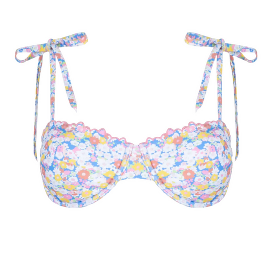 women's jasmine blossom cup bikini top with tie straps