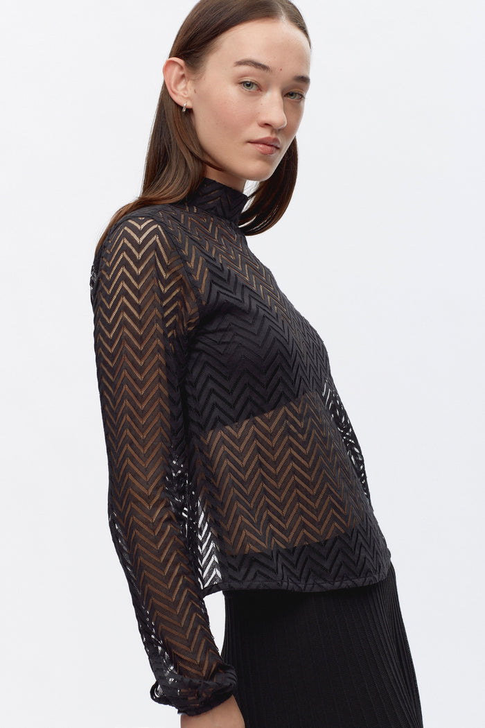 Women's Lace Mockneck in Black