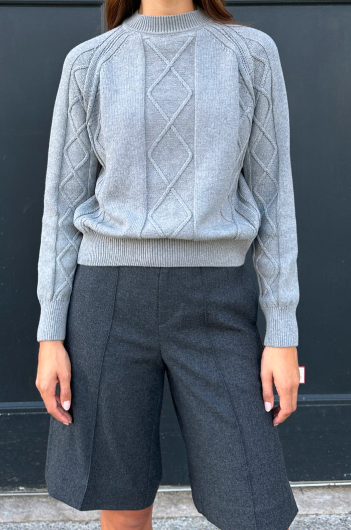 Women's Luxor Cable Sweater in Smoke Melange