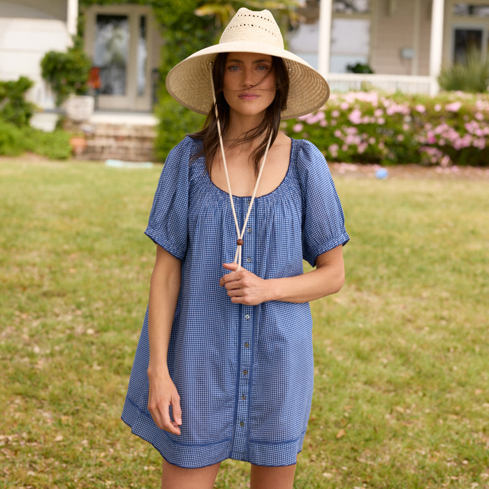 women's navy picnic gingham coverup