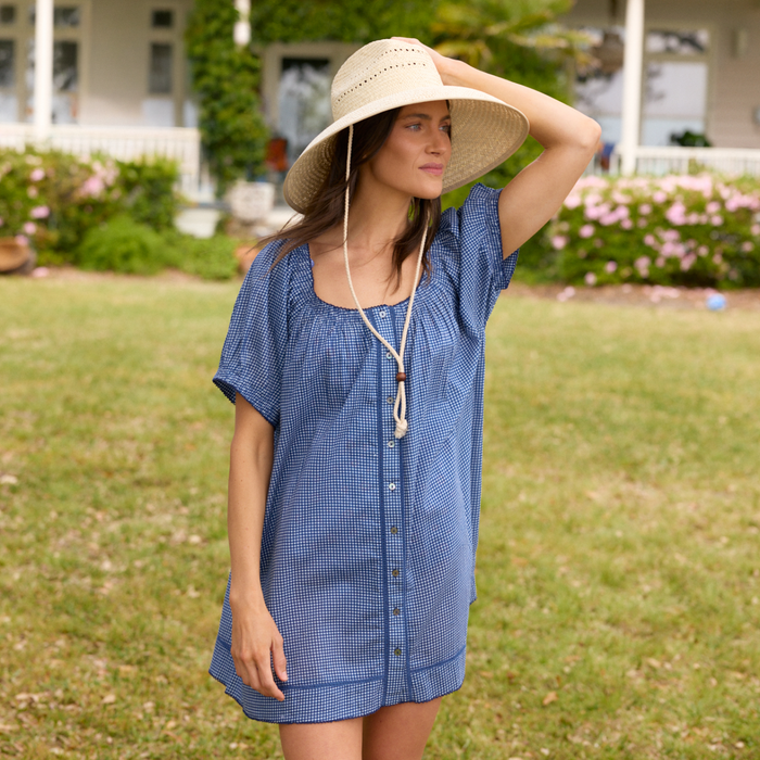 women's navy picnic gingham coverup