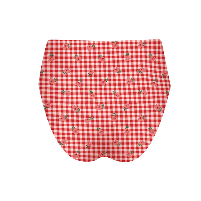 women's strawberry gingham high waisted bikini bottom