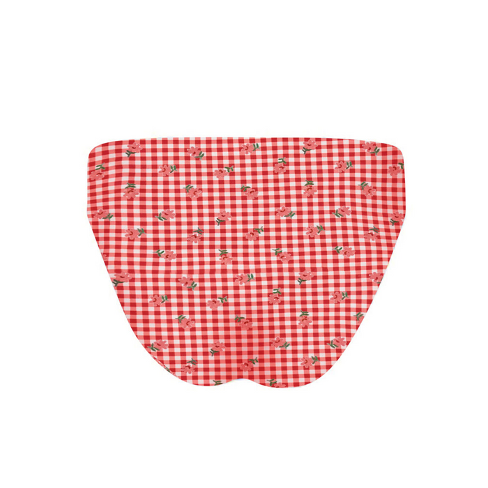 women's strawberry gingham mid rise bikini bottom
