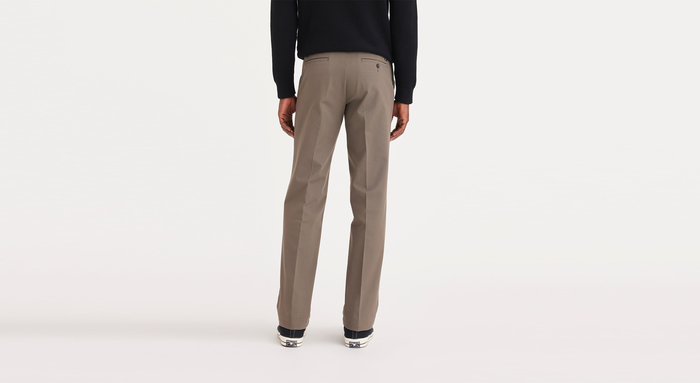 Back view of model wearing Dark Pebble Workday Khakis, Classic Fit (Big and Tall).