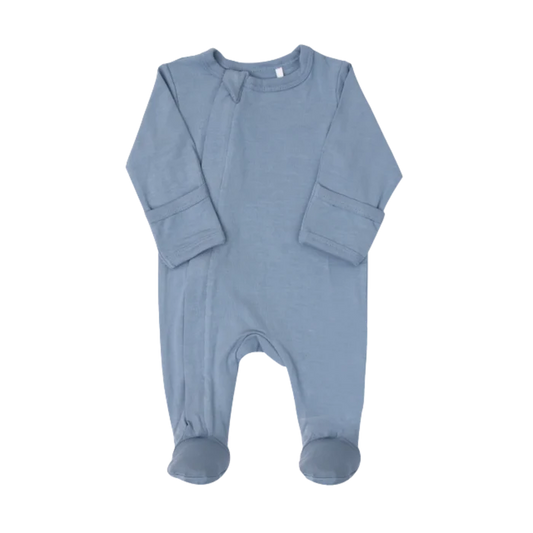 Zipper Footie (Steel Blue)